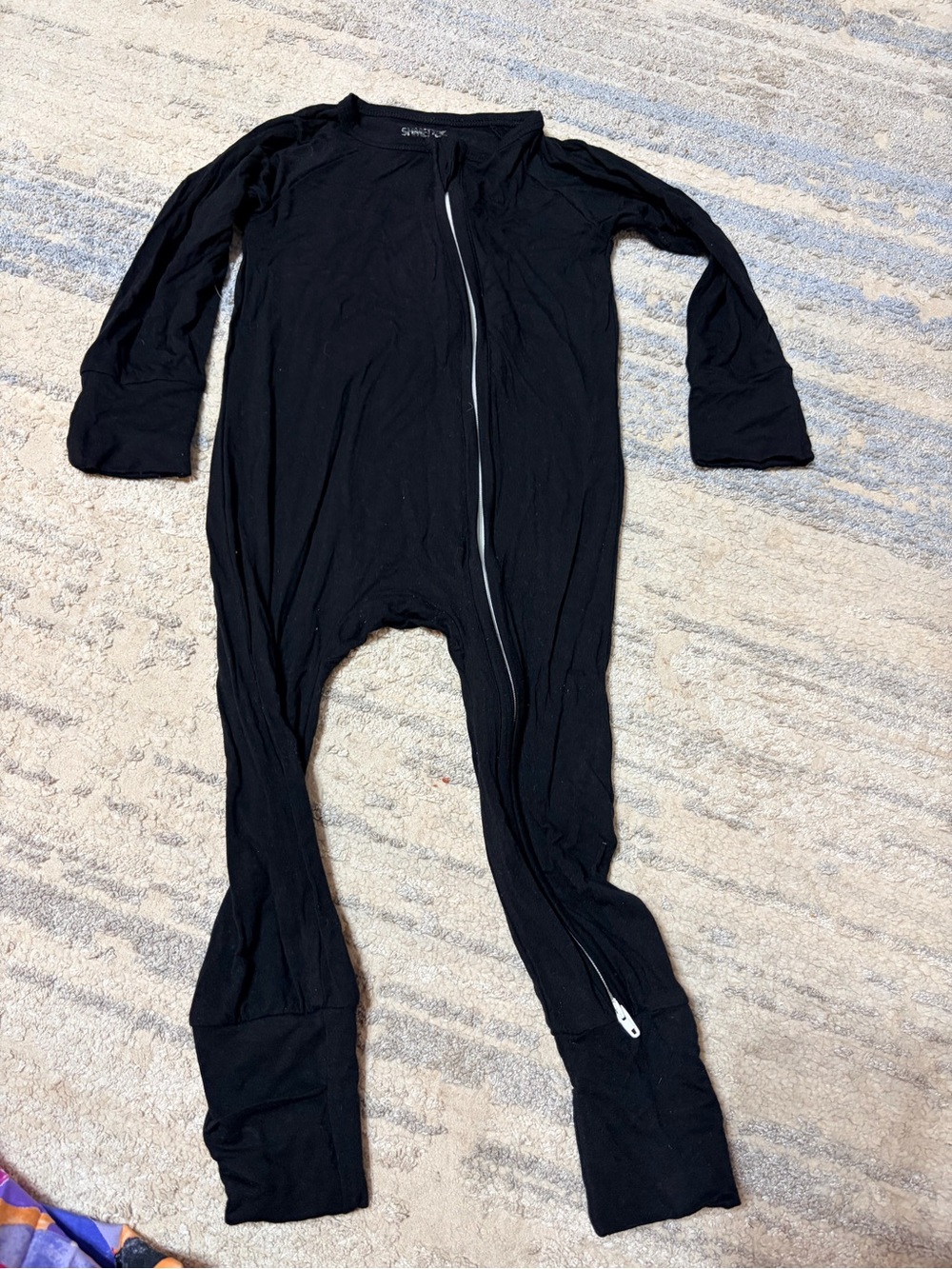 BAMBOO Black Kids Footed One-Piece Zipper Pajama